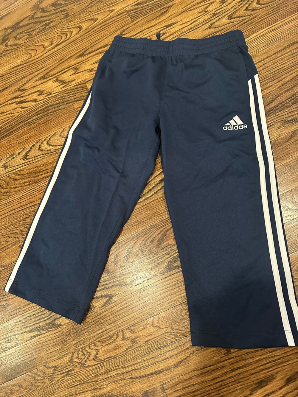 adidas Kids Navy Track Pants with White Side Stripes